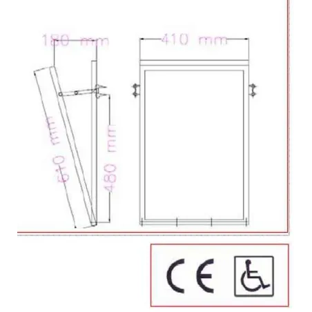 Espejo reclinable PMR de baño Acero Inox 40x70 Baalneo