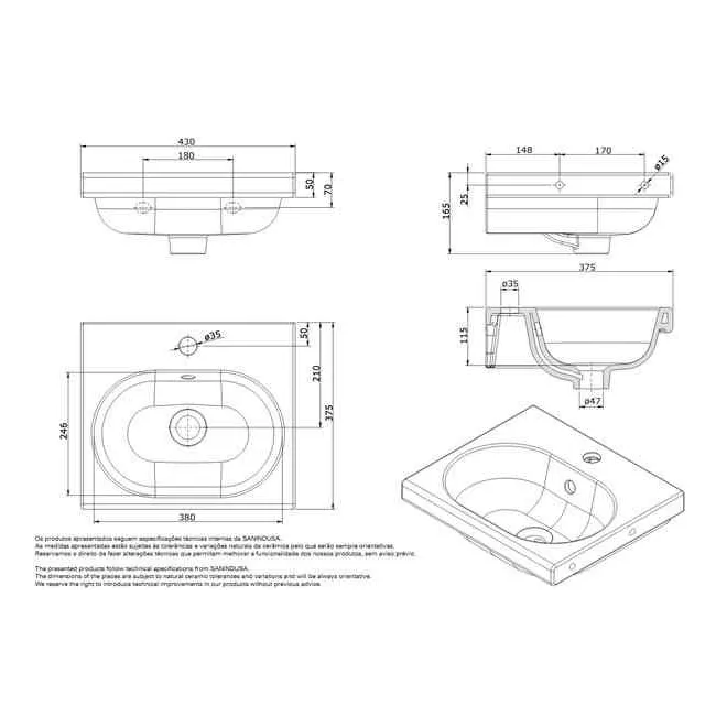 Lavabo WC Kids Suspendido 43 con Complementos Plano Técnico