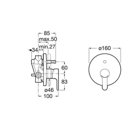 MONOMANDO EMPOTRAR PARA BAÑO-DUCHA L20