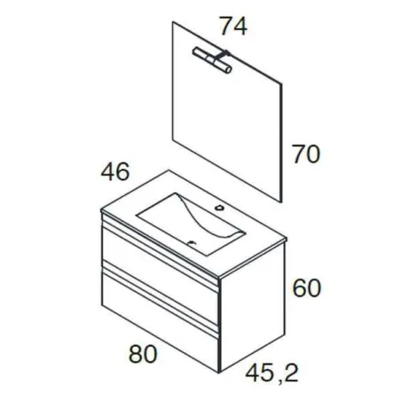 MUEBLE DE BAÑO NATALIA 2 CAJONES 80