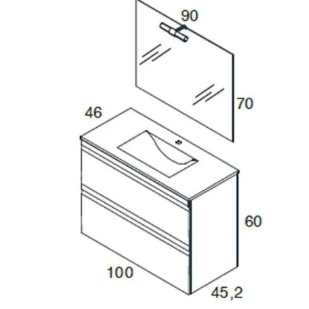 MUEBLE DE BAÑO NATALIA 2 CAJONES 100