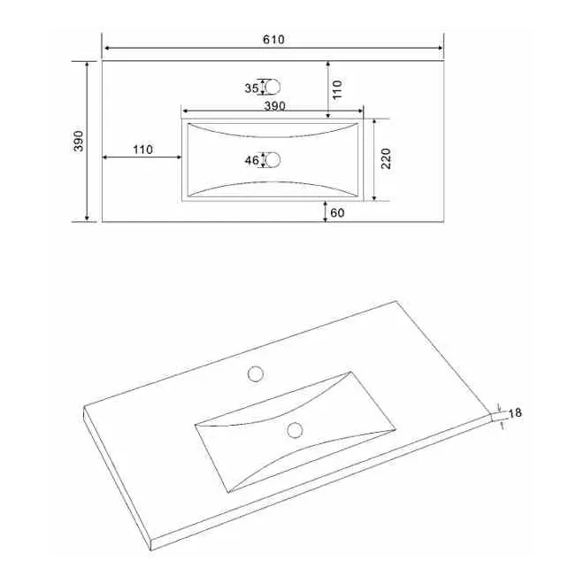 LAVABO INTEGRAL CERAMICO FONDO REDUCIDO