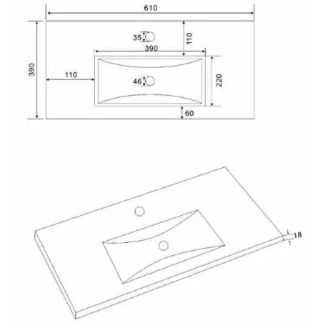 LAVABO INTEGRAL CERAMICO FONDO REDUCIDO