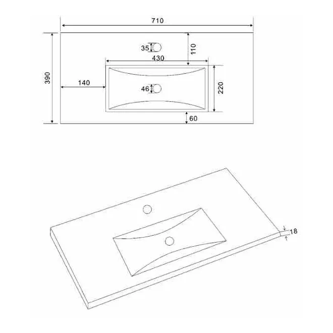LAVABO INTEGRAL CERAMICO FONDO REDUCIDO