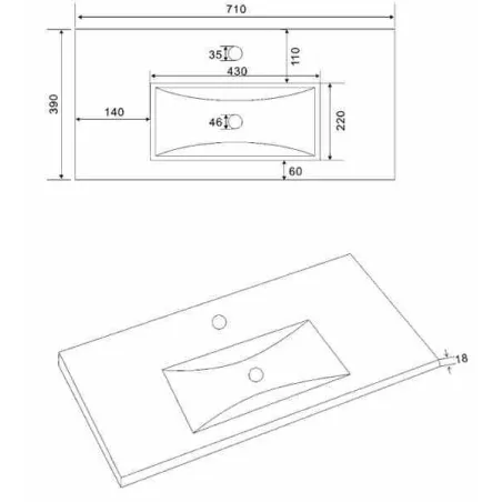 LAVABO INTEGRAL CERAMICO FONDO REDUCIDO