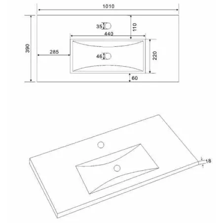 LAVABO INTEGRAL CERAMICO FONDO REDUCIDO