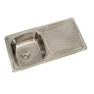 FREGADERO COCINA RECTANGULAR ENCASTRE ACERO INOX 1 SENO Y ESCURRIDOR 80X43