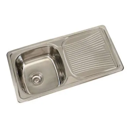 FREGADERO COCINA RECTANGULAR ENCASTRE ACERO INOX 1 SENO Y ESCURRIDOR 80X43