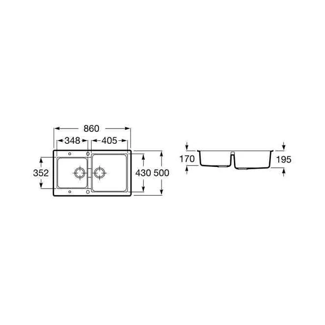 FREGADERO COCINA RECTANGULAR OSLO QUARZEX 2 CUBETAS 85X50