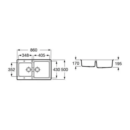 FREGADERO COCINA RECTANGULAR OSLO QUARZEX 2 CUBETAS 85X50