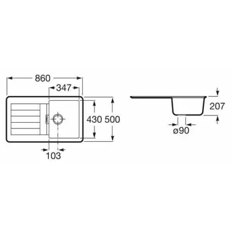 FREGADERO COCINA RECTANGULAR OSLO QUARZEX 1 CUBETA 85X50