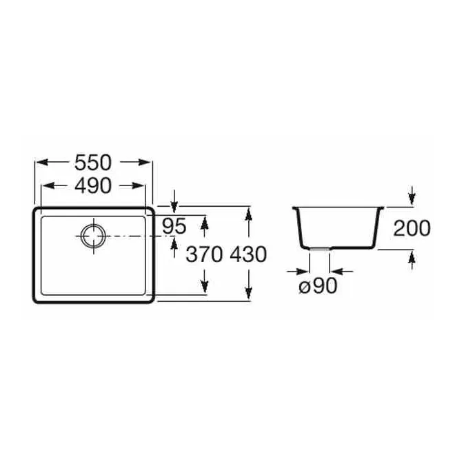 FREGADERO COCINA RECTANGULAR RIGA QUARZEX 1 CUBETA 55X43