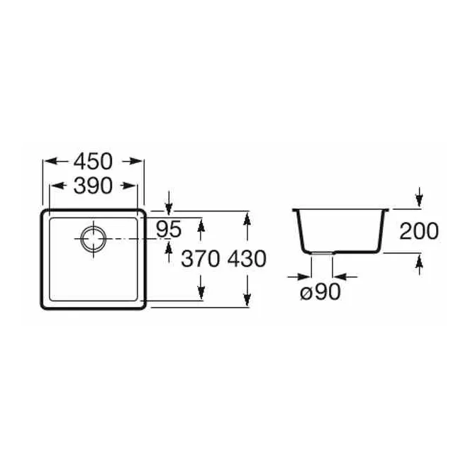 FREGADERO COCINA RECTANGULAR RIGA QUARZEX 1 CUBETA 45X43