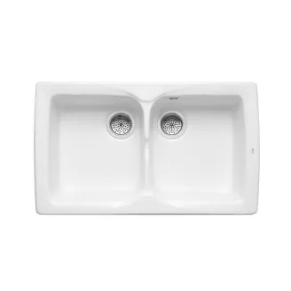 FREGADERO COCINA RECTANGULAR BEVERLY GRES 2 CUBETAS 84X50