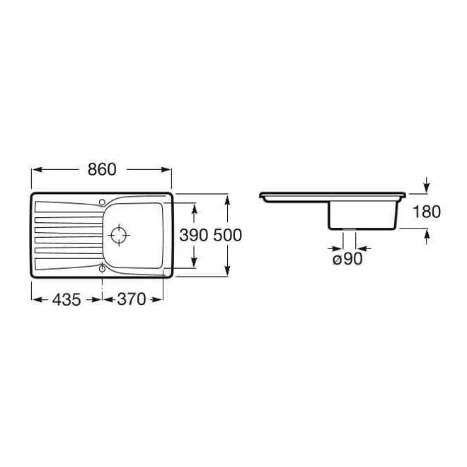 FREGADERO COCINA RECTANGULAR BEVERLY GRES 1 CUBETA 84X50