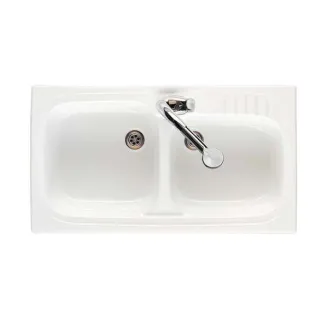 FREGADERO COCINA SOBREMUEBLE LEMAN GRES 2 CUBETAS 80X50
