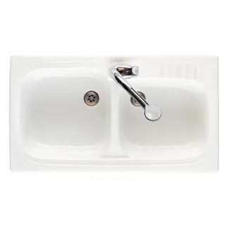 FREGADERO COCINA SOBREMUEBLE LEMAN GRES 2 CUBETAS 90X50