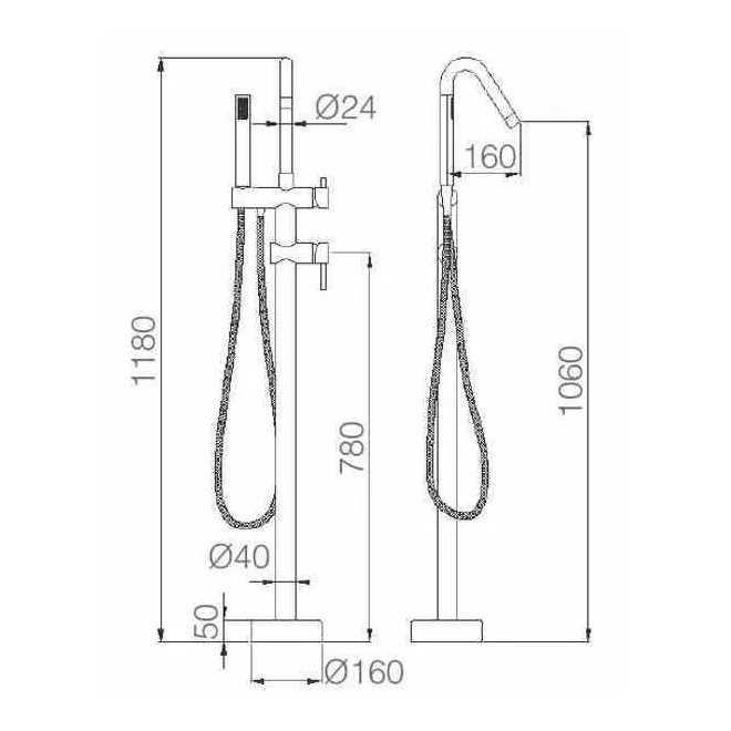 GRIFO DE PIE PARA BAÑERA CORCEGA