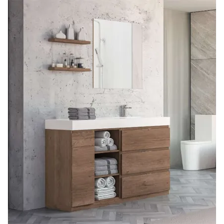 MUEBLE DE BAÑO MODERNO PRISTINA 3 CAJONES 1 PUERTA 130 CM