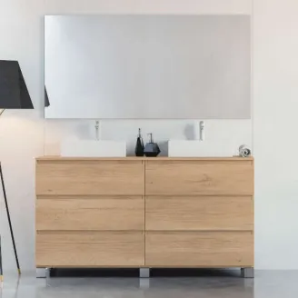 MUEBLE DE BAÑO MODERNO PRISTINA 6 CAJONES 140 CM CON PATAS