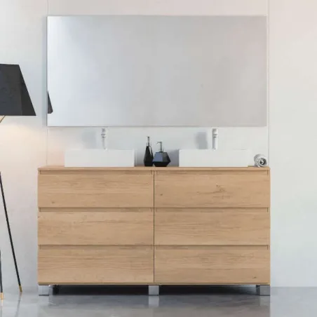 MUEBLE DE BAÑO MODERNO PRISTINA 6 CAJONES 140 CM CON PATAS