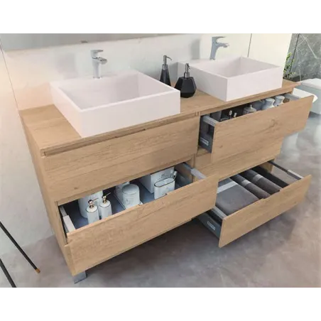 MUEBLE DE BAÑO MODERNO PRISTINA 6 CAJONES 140 CM CON PATAS