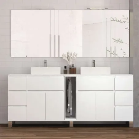 MUEBLE DE BAÑO MODERNO PRISTINA 8 CAJONES 4 PUERTAS 200 CM