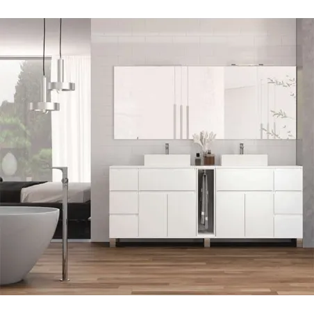 MUEBLE DE BAÑO MODERNO PRISTINA 8 CAJONES 4 PUERTAS 200 CM