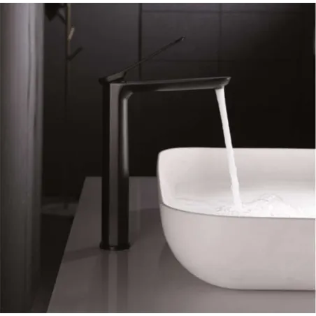 GRIFO DE LAVABO CAÑO ALTO DINAMARCA NEGRO
