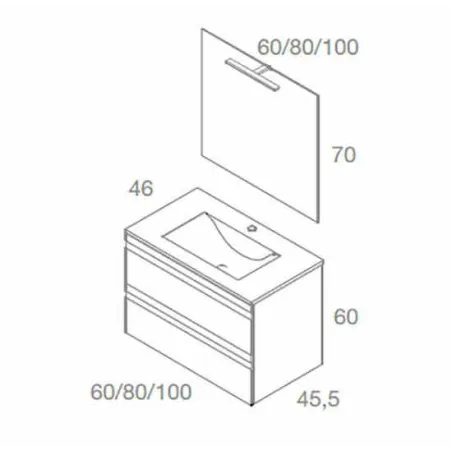 MUEBLE DE BAÑO NATALIA 2 CAJONES 60 cm