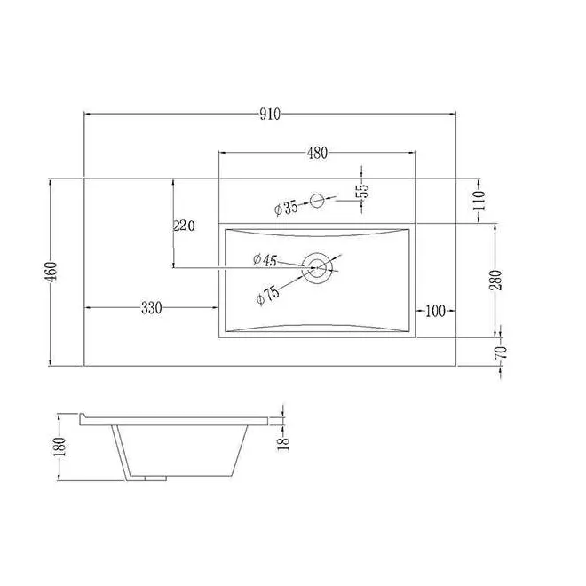 LAVABO SENO DESPLAZADO CERÁMICO | ENCASTRAR