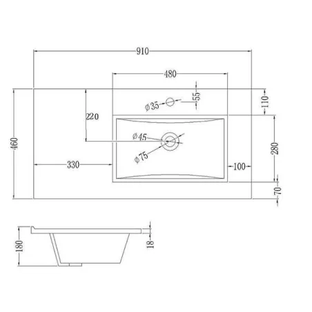LAVABO SENO DESPLAZADO CERÁMICO | ENCASTRAR