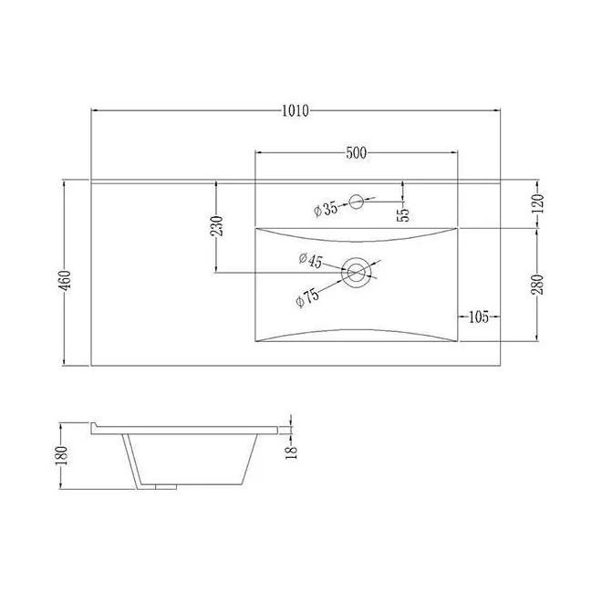 LAVABO SENO DESPLAZADO CERÁMICO | ENCASTRAR