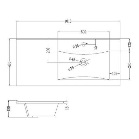 LAVABO SENO DESPLAZADO CERÁMICO | ENCASTRAR