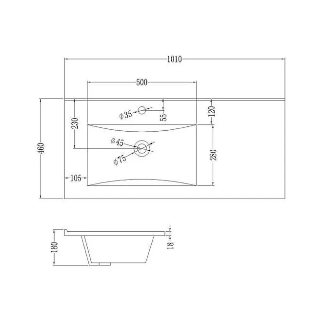 LAVABO SENO DESPLAZADO CERÁMICO | ENCASTRAR