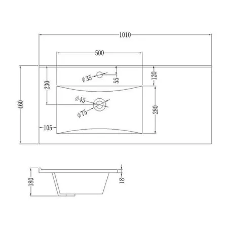 LAVABO SENO DESPLAZADO CERÁMICO | ENCASTRAR