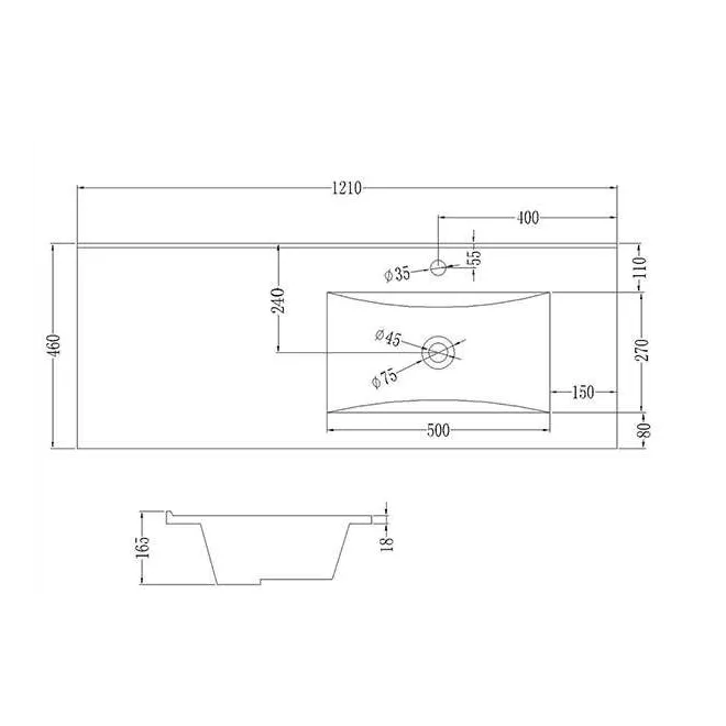 LAVABO SENO DESPLAZADO CERÁMICO | ENCASTRAR