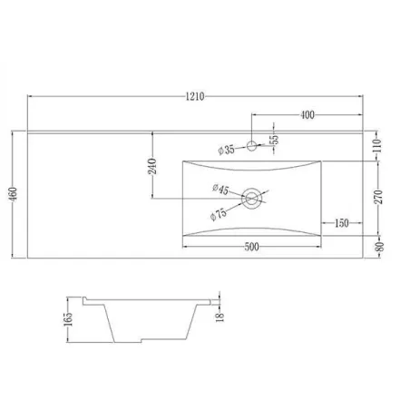 LAVABO SENO DESPLAZADO CERÁMICO | ENCASTRAR
