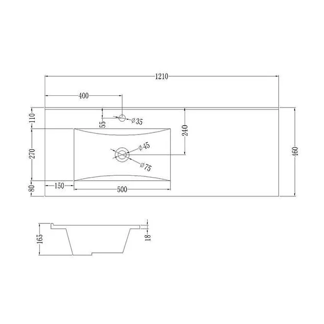 LAVABO SENO DESPLAZADO CERÁMICO | ENCASTRAR