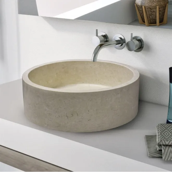 LAVABO MARMOL BEIGE RACE CIRCULAR 40 DTRO | ART&BATH