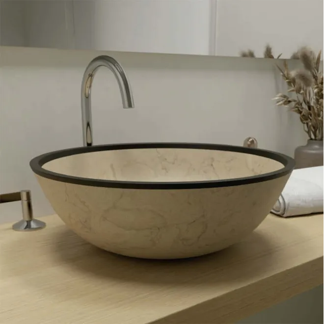 LAVABO MARMOL REDONDO 40 ARAMO BEIGE | ART&BATH