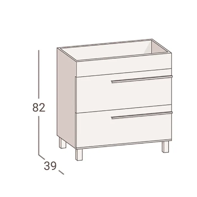 MUEBLE DE BAÑO NIMES 60 2 CAJONES FONDO 39 | ENVIO GRATIS - Compra al Mejor Precio