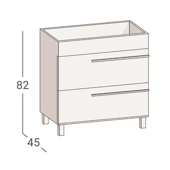 MUEBLE DE BAÑO NIMES 60 2 CAJONES FONDO 45 | ENVIO GRATIS - Compra al Mejor Precio