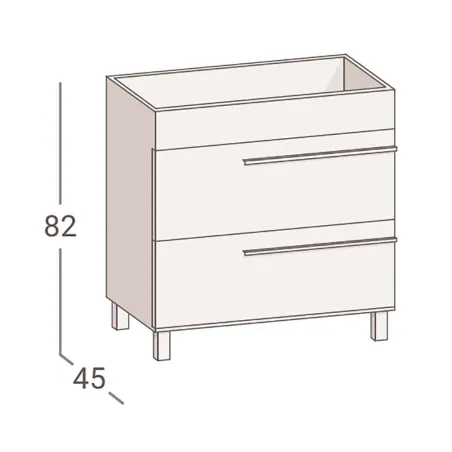 MUEBLE DE BAÑO NIMES 80 2 CAJONES FONDO 45 | ENVIO GRATIS - Compra al Mejor Precio