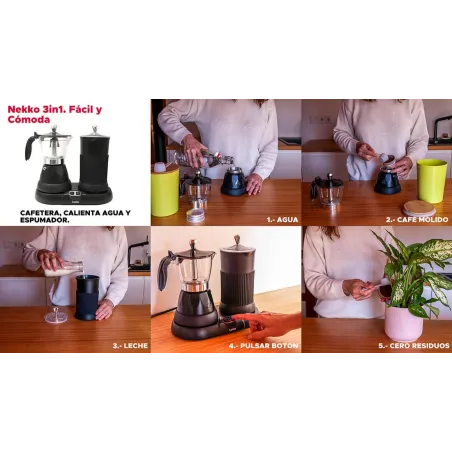 CAFETERA MOKA ITALIANA ELECTRICA NEKKO 3 en 1| Loola