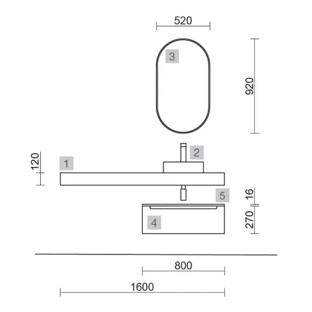 ENCIMERA BAÑO COMPAKT 160x46 CM | SALGAR