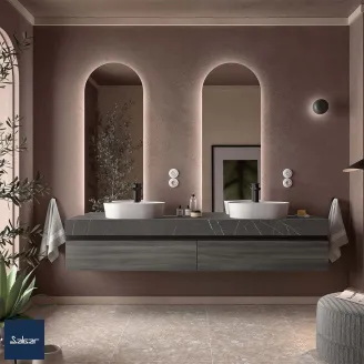 ENCIMERA BAÑO COMPAKT 200x46 CM CON LAVABOS VARMEGA SALGAR