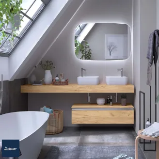 ENCIMERA BAÑO COMPAKT 218x46 CM CON LAVABOS ELLEN SALGAR