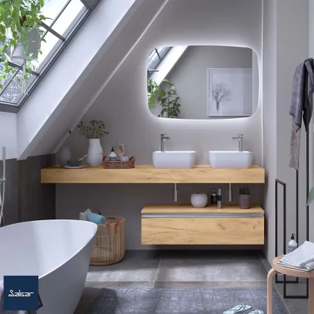 ENCIMERA BAÑO COMPAKT 218x46 CM CON LAVABOS ELLEN SALGAR