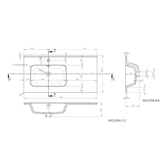 ▷LAVABO ENCIMERA DESPLAZADO IBERIA Barato | Tienda Online